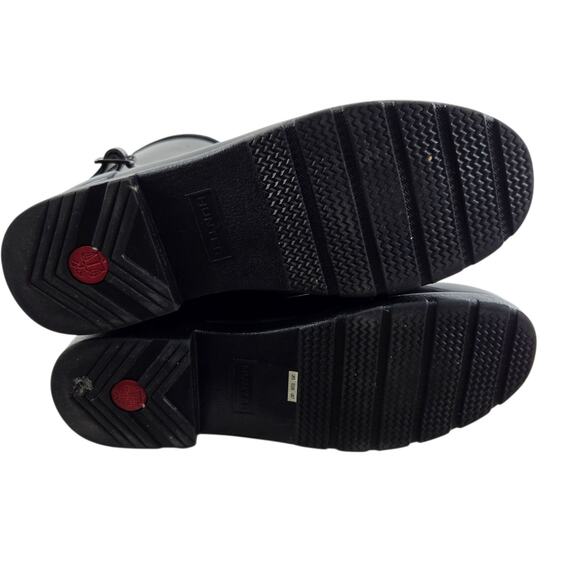 Hunter Rain Boots Women 7 Original Refined Short Gloss Black Mid Calf Adjustable - Picture 9 of 11